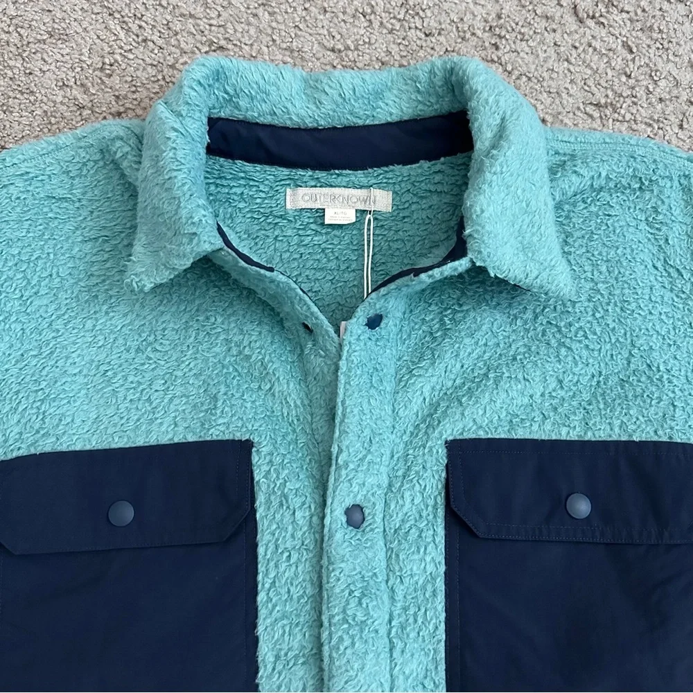 Outerknown Skyline Fleece Sherpa Shirt Jacket Mens XL Blue